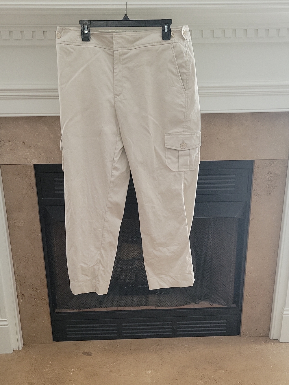 Venezia Beige Cargo Pants with Button Flap Pockets